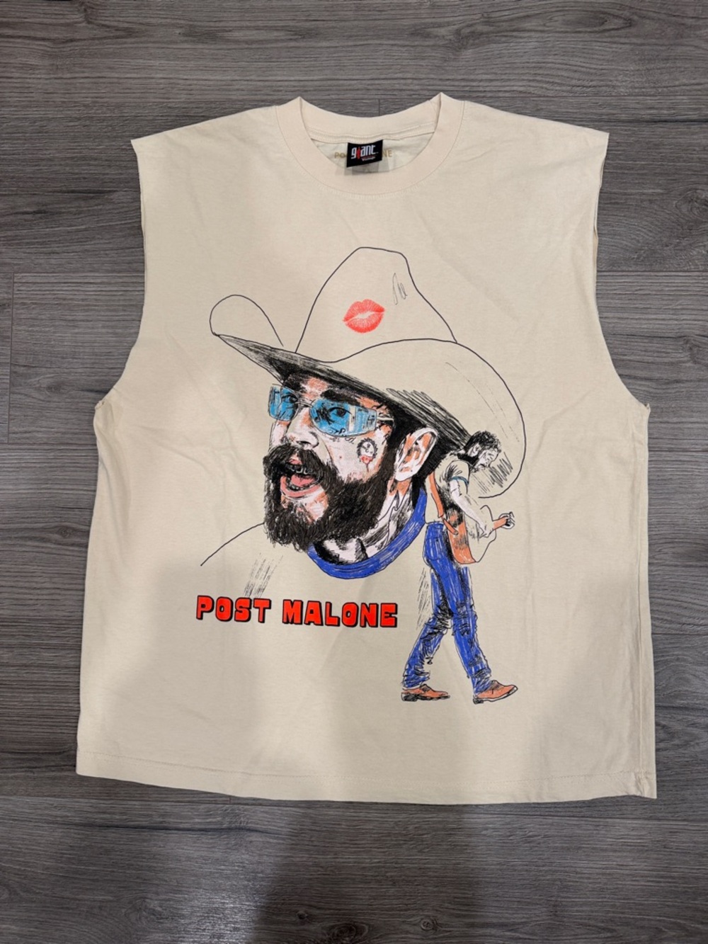Giant Vintage Post Malone Graphic Heavyweight Cotton Muscle Tee Men’s Size Large